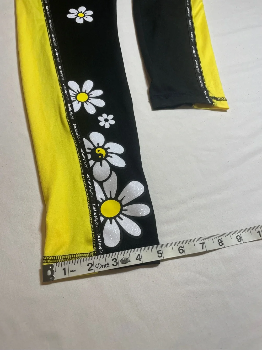 Justice Black & Yellow Daisy-Print Leggings for Kids